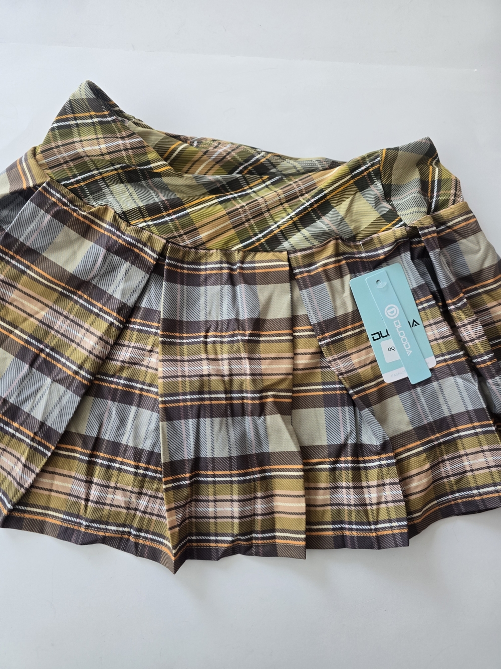 Plaid Pleated Mini Skirt in Yellow & Brown - Picture 2 of 5